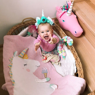 Knitted Unicorn Baby Blanket